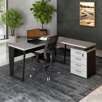 Mesa L 150cm Pé Metal Gaveteiro 4 Gavetas e Chave F5 Office