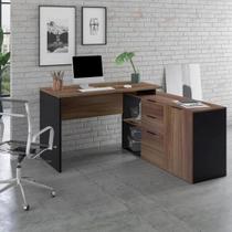Mesa L Diretor Escritório Home Office 150x150 Marrom Preto