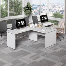 Mesa L Escritório 2 Lugares 3,00m x 1,50m Pés Painel F5