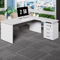 Mesa L Escrivaninha 1,70m Gaveteiro 4 Gavetas Pés Painel F5