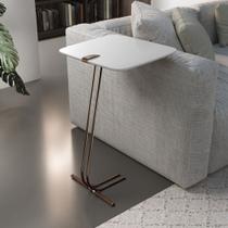 Mesa L50 Lateral Aproximação Sofá Branca Base Café Mesa L50 Lateral Aproximação Sofá Branca Base Café