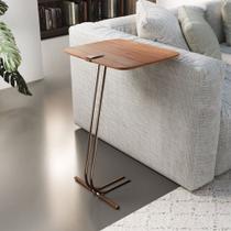 Mesa L50 Lateral Aproximação Sofá Madeira Base Café