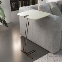 Mesa L50 Lateral Aproximação Sofá Off White Base Café Mesa L50 Lateral Aproximação Sofá Off White Base Café