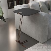 Mesa L50 Lateral Aproximação Sofá Preta Base Café Mesa L50 Lateral Aproximação Sofá Preta Base Café