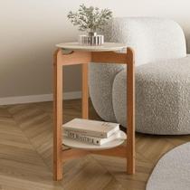 Mesa Lateral 3 Pés Bornemouth Off White/Cedro Mesa Lateral 3 Pés Bornemouth Off White/Cedro