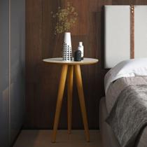 Mesa Lateral 4601 Pés Palito Sala Off White Freijó