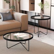 Mesa Lateral Alamanda com Borda em material sintético e Espelho Além Dos Pés em Ferro