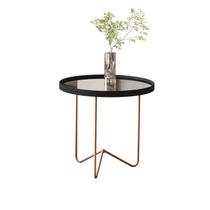 Mesa Lateral Alamanda Preto Pe Bronze - Moveis JB