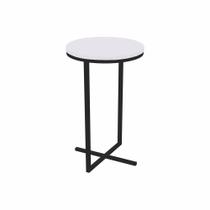 Mesa Lateral Alta Volpi Branco Base Metálica Industrial 56cm Mesa Lateral Alta Volpi Branco Base Metálica Industrial 56cm