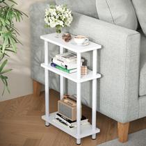 Mesa lateral Apicizon Small Narrow de 3 camadas com armazenamento branco