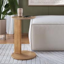 Mesa Lateral Apoio Sofá Orgânica Chanfrado Pé Madeira Complementos