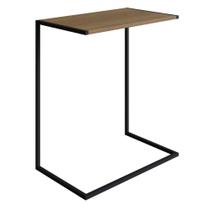 Mesa Lateral Apoio Sofá p/ Notebook Artesano 58 cm (Larg) MDP Hanover (Mel) Base Aço Carbono Preto