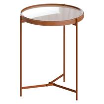 Mesa Lateral Aqua Grande com Vidro Off White Cobre - Imcal Mesa Lateral Aqua Grande com Vidro Off White Cobre - Imcal