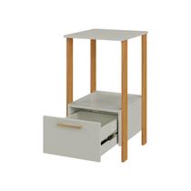 Mesa Lateral Auxiliar com 1 Gaveta Industrial Branco Freijo/Off White Mesa Lateral Auxiliar com 1 Gaveta Industrial Branco Freijo/Off White