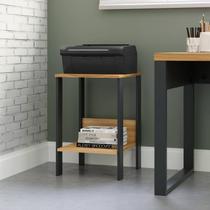 Mesa Lateral Auxiliar Industrial 100% MDF Marrom Freijó/Preto Mesa Lateral Auxiliar Industrial 100% MDF Marrom Freijó/Preto