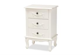 Mesa Lateral Baxton Studio Callen em Madeira Branca com 3 Gavetas 70 cm