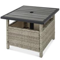 Mesa Lateral Best Choice Products con Ratán y Orificio para Sombrilla