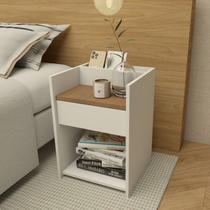 Mesa Lateral Cama Branca Madeira Retrô C Gaveta Divisória Mesa Lateral Cama Branca Madeira Retrô C Gaveta Divisória