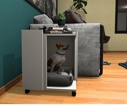 Mesa Lateral /Cama Pet Toy na cor Branco com Rodizio