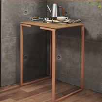 Mesa Lateral Canto Aparador Buffet Stan Industrial Ferro Bronze Tampo Rústico - Ahazzo Móveis