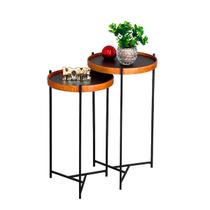 Mesa Lateral Canto Redonda Pequena Conjunto Apoio Sofá Ambiente Casa Sala Estar Mesa Lateral Canto Redonda Pequena Conjunto Apoio Sofá Ambiente Casa Sala Estar