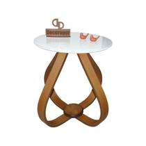 Mesa Lateral Cebola Com Vidro 45cm 50cm Branco