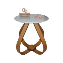 Mesa Lateral Cebola Com Vidro 45cm 50cm Off White