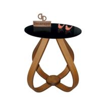 Mesa Lateral Cebola Com Vidro 45cm 60cm Preto