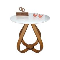 Mesa Lateral Cebola Com Vidro 60cm Branco 60cm