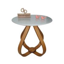 Mesa Lateral Cebola Com Vidro 60cm Off White 50cm