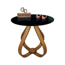 Mesa Lateral Cebola Com Vidro 60cm Preto 70cm