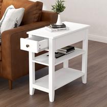 Mesa lateral ChooChoo Living Room com gaveta e prateleira branca Mesa lateral ChooChoo Living Room com gaveta e prateleira branca