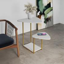 Mesa Lateral Cibele Dourada Ferro Branco Esfiha Mesa Lateral Cibele Dourada Ferro Branco Esfiha