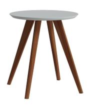 Mesa Lateral Classic Redonda Branco Acetinado - Imcal Móveis