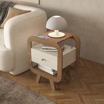 Mesa Lateral Com 1 Gaveta E Portas Usb Multimóveis Cr45304 Cinamomo-off White