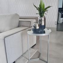 Mesa Lateral com Espelho - Mesinha de Apoio 60 x 45 cm Prata Mesa Lateral com Espelho - Mesinha de Apoio 60 x 45 cm Prata