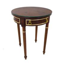 Mesa Lateral Com Gaveta Classica Madeira Redonda Luxuosa