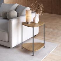 Mesa Lateral com Prateleira Orgânica Pé Metal Complementos