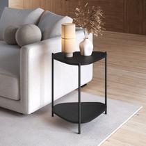 Mesa Lateral com Prateleira Orgânica Pé Metal Complementos Preto Mesa Lateral com Prateleira Orgânica Pé Metal Complementos Preto
