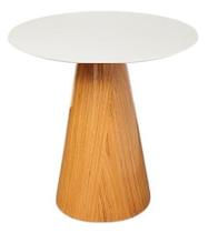 Mesa Lateral Cone Base Laminada em Madeira Natural e Tampo 41 cm - Laqueado Off White
