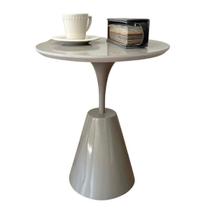 Mesa Lateral Cone Masp Redonda 50 cm Tampo Cinza Base Cinza