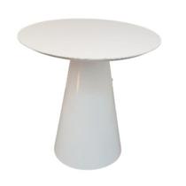Mesa Lateral Cone Redonda 41 cm Tampo Laca Branca Base Branca
