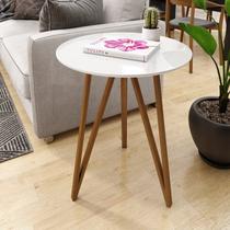 Mesa Lateral Corinto 70 Cm Branco/Mel