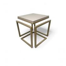 Mesa Lateral Cubo - Metalon Champagne Cacao - 40cm