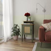 Mesa Lateral de Apoio 100% MDF com Porta em Palinha Charlotte