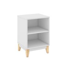 Mesa Lateral de Apoio 40 x 57 Cm 2 Nichos Pés Madeira MDP Branco - ClickLar