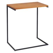 Mesa Lateral De Apoio Base Aço Preto I20 Mell Madeira Taeda Dmobiliario