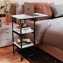 Mesa lateral de Apoio Carrinho Auxiliar MDF Estilo Industrial