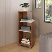 Mesa Lateral de Apoio com Prateleiras Bis Marrom Cinamomo/Off White