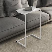 Mesa Lateral De Apoio de Sofá Charmme Ferro Branco 70cm Industrial Elegante